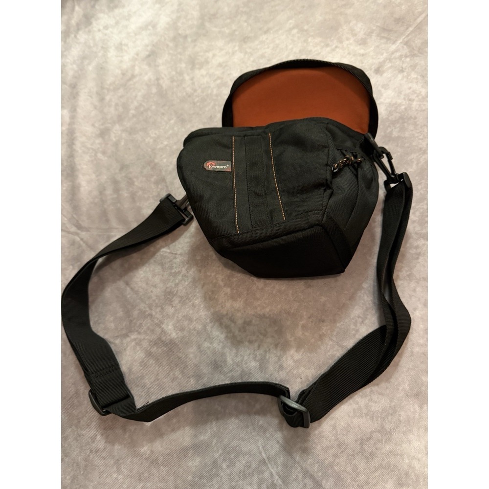 Lowepro Padded Nylon Camera Shoulder Bag w/ Strap, Black/Orange, Compact